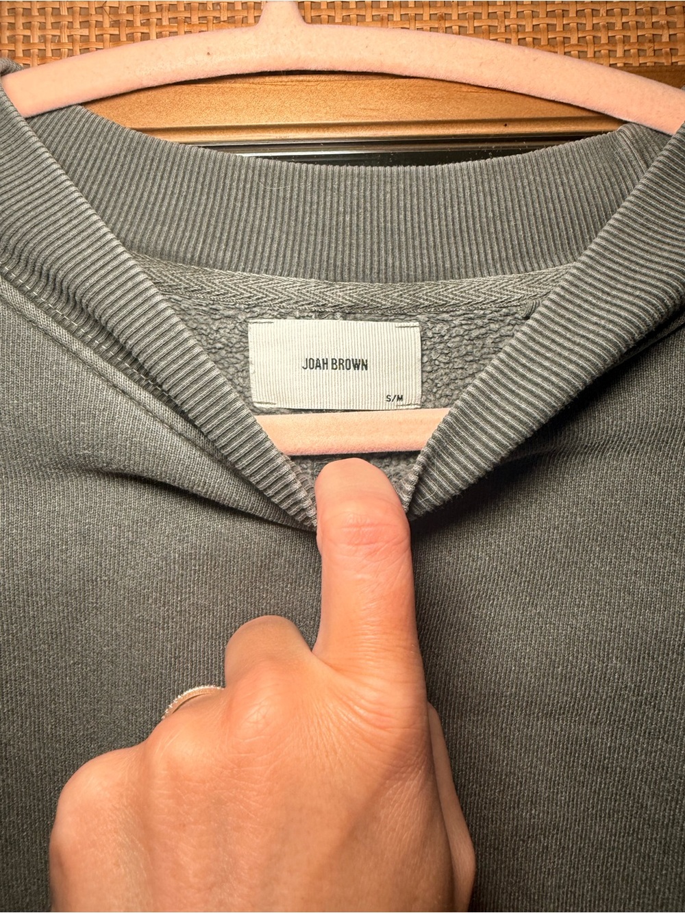Joah Brown Crewneck Sweatshirt Sage Green French Terry - Picture 8 of 13
